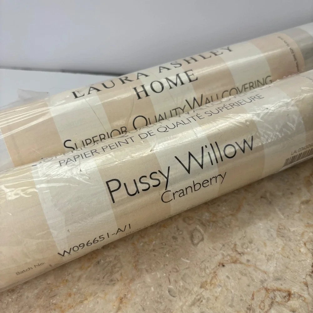 Laura Ashley Home Eaton Pussywillow Stripe Cranberry Wallpaper 3 Rolls Wallpaper
